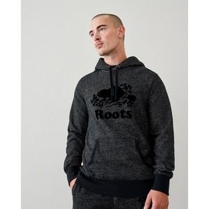 Roots Original Kanga Hoodie Jacket Grey Cotton Blend Pullover Front Pocket Sz L